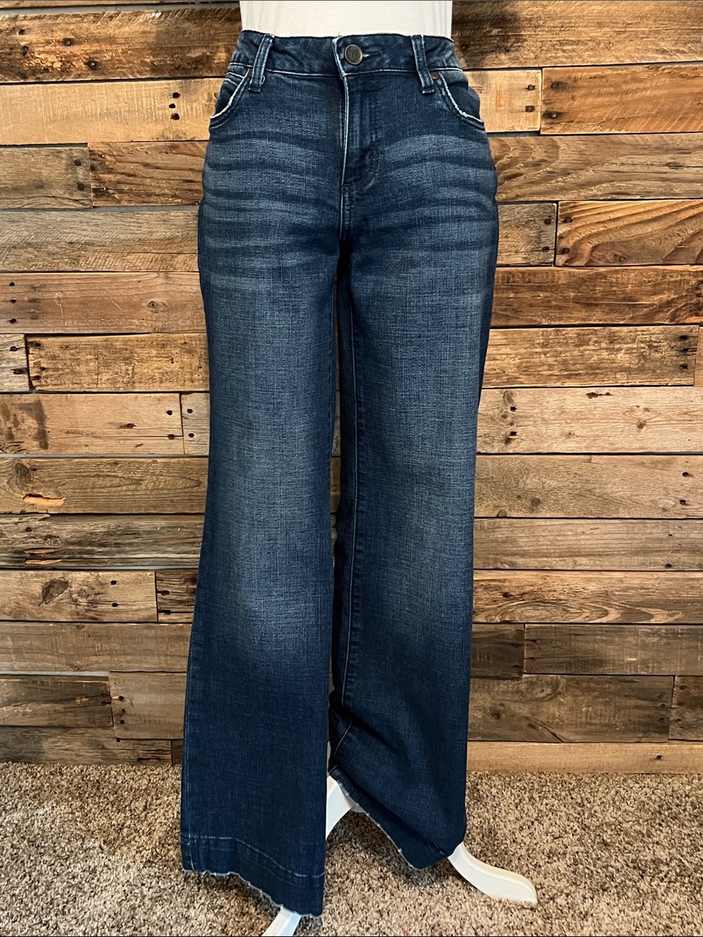 Wrangler Women’s Dark HighRise Wide Leg Flare Trousers Denim Jeans